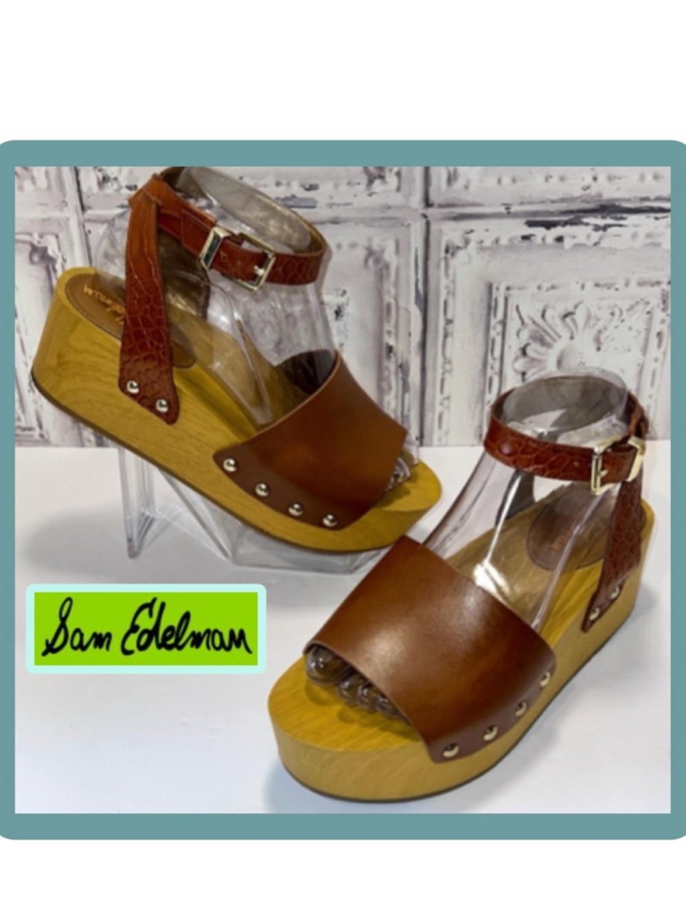 *HOT TREND* Sam Edelman Brynn Open Toe Platform Clog Sandal 7.5 Brown